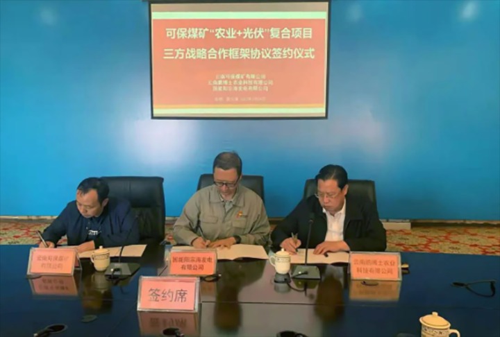 云南可保煤矿有限公司与国能阳宗海发电有限公司、云南鹏博士农业科技有限公司签署三方战术合作框架和谈